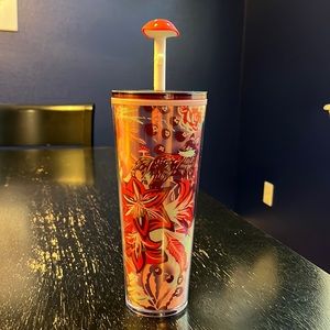 COPY - Starbucks 2022 Holiday Enchanted Forest with mushroom straw topper.